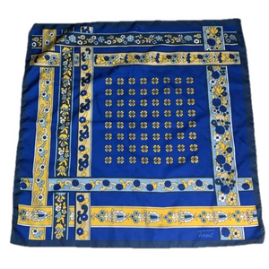 Vincent vintage blue and yellow square scarf